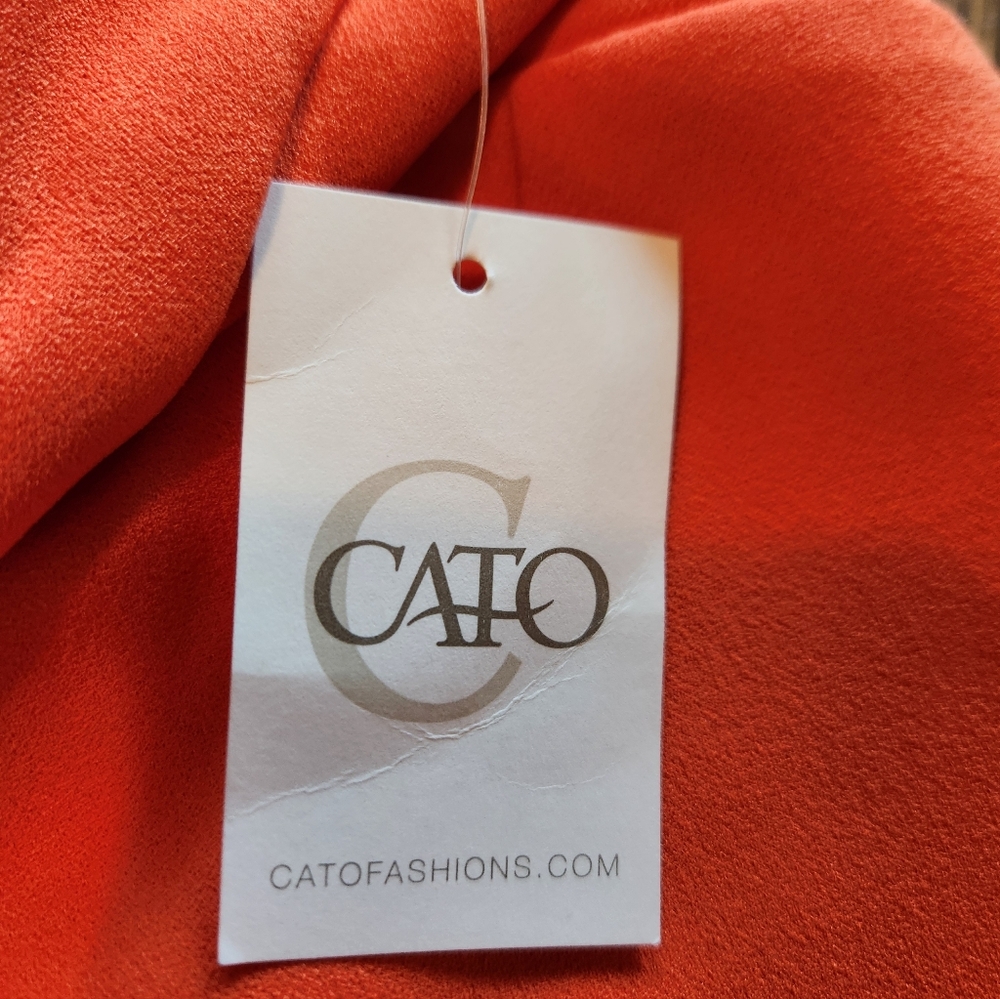 NWT Cato Plus Size 18/20W Mid-Rise Slim Ankle Pants Tiger Lily Orange Coral - Picture 9 of 10